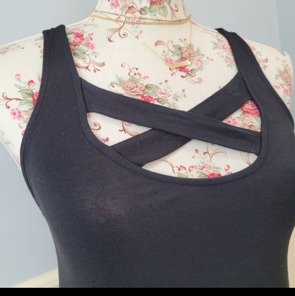 AMERICAN Eagle Women's Sleeveless Strappy Black Criss Cross Swing Mini Dress XS - Picture 3 of 10